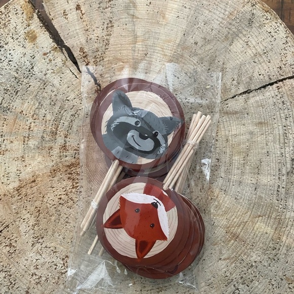 Woodland Animal Forest Animal Greenery Birthday Theme Cake Topper Decor - Picture 6 of 7